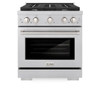 ZLINE 2-Piece Appliance Package - 30-inch Gas Range in Stainless Steel with Satin Stainless Steel Door & Convertible Wall Mount Hood (2KP-SGRSNRH30)