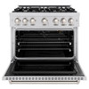 ZLINE 3-Piece Appliance Package - 36-Inch Gas Range, Refrigerator with Water Dispenser, and Dishwasher in Stainless Steel