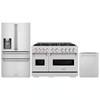 ZLINE 3-Piece Appliance Package - 48-Inch Dual Fuel Range, Refrigerator with Water Dispenser, and Dishwasher in Stainless Steel