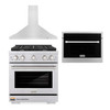 ZLINE 3-Piece Appliance Package - 30-Inch Gas Range, Premium Hood & Microwave Oven in Stainless Steel (3KP-SGRRHMWO-30)
