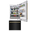 ZLINE Autograph Edition 36-Inch 19.8 cu. ft. Built-In Bottom Freezer Refrigerator with Water Dispenser and Ice Maker in Black Stainless Steel and Polished Gold Accents (RBITZ-BS-36-G)