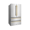 ZLINE 4-Piece Appliance Package - 30-Inch Gas Range, Hood, Refrigerator, and Dishwasher in Stainless Steel with Champagne Bronze Accents