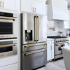 ZLINE 3-Piece Appliance Package - 30-Inch Gas Range, Refrigerator with Water Dispenser, and Dishwasher in Stainless Steel with Champagne Bronze Accents