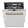 ZLINE 3-Piece Appliance Package - 30-Inch Gas Range, Refrigerator with Water Dispenser, and Dishwasher in Stainless Steel with Champagne Bronze Accents