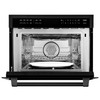 ZLINE 4-Piece Appliance Package - 36-Inch Dual Fuel Range with Brass Burners, Refrigerator with Water Dispenser, Convertible Wall Mount Hood, and Microwave Oven in Black Stainless Steel (4KPRW-RABRH36-MWO)