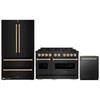 ZLINE 3-Piece Appliance Package - 48-Inch Dual Fuel Range, Refrigerator, and Dishwasher in Black Stainless Steel with Gold Accents