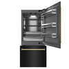 ZLINE Autograph Edition 36-Inch 19.8 cu. ft. Built-In Bottom Freezer Refrigerator with Water Dispenser and Ice Maker in Black Stainless Steel with Graphite Gray Interior and Polished Gold Accents (GRBITZ-BS-36-G)