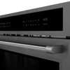 ZLINE 4-Piece Appliance Package - 48-Inch Rangetop with Brass Burners, Refrigerator, 30-Inch Electric Wall Oven, and 30-Inch Microwave Oven in Black Stainless Steel (4KPR-RTB48-MWAWS)