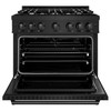 ZLINE 3-Piece Appliance Package - 36-Inch Dual Fuel Range, Refrigerator, and Dishwasher in Black Stainless Steel