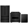 ZLINE 3-Piece Appliance Package - 36-Inch Dual Fuel Range, Refrigerator, and Dishwasher in Black Stainless Steel