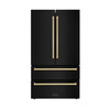 ZLINE 3-Piece Appliance Package - 48-Inch Gas Range, Refrigerator, and Dishwasher in Black Stainless Steel with Gold Accents