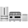 ZLINE 3-Piece Appliance Package - 48-Inch Dual Fuel Range, Refrigerator, and Dishwasher in Stainless Steel with Matte Black Accents
