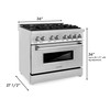 ZLINE 2-Piece Appliance Package - 36-inch Dual Fuel Range and Premium Hood Combo (2KP-RARH36)