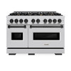 ZLINE 3-Piece Appliance Package - 48-Inch Dual Fuel Range, Refrigerator with Water Dispenser, and Dishwasher in Stainless Steel with Matte Black Accents