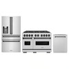 ZLINE 3-Piece Appliance Package - 48-Inch Dual Fuel Range, Refrigerator with Water Dispenser, and Dishwasher in Stainless Steel with Matte Black Accents