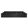 ZLINE 4-Piece Appliance Package - 48-Inch Rangetop with Brass Burners, Refrigerator, 30-Inch Electric Wall Oven, and Convertible Wall Mount Hood in Black Stainless Steel (4KPR-RTBRH48-AWS)