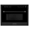 ZLINE 4-Piece Appliance Package - 30-Inch Gas Range, Refrigerator with Water Dispenser, Convertible Wall Mount Hood, and Microwave Oven in Black Stainless Steel (4KPRW-SGRBRH30-MWO)