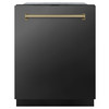 ZLINE 4-Piece Appliance Package - 36-Inch Gas Range, Hood, Refrigerator, and Dishwasher in Black Stainless Steel with Champagne Bronze Accents