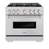 ZLINE 4-Piece Appliance Package - 36-Inch Dual Fuel Range, Hood, Refrigerator with Water Dispenser, and Dishwasher in Stainless Steel
