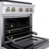 ZLINE 4-Piece Appliance Package - 30-Inch Gas Range, Refrigerator, Convertible Wall Mount Hood, and Microwave Oven in Stainless Steel (4KPR-SGRRH30-MO)