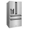 ZLINE 3-Piece Appliance Package - 36-Inch Gas Range, Refrigerator with Water Dispenser, and Dishwasher in Stainless Steel with Matte Black Accents