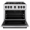 ZLINE 3-Piece Appliance Package - 36-Inch Gas Range, Refrigerator with Water Dispenser, and Dishwasher in Stainless Steel with Matte Black Accents