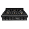 ZLINE 2-Piece Appliance Package - 36-inch Rangetop with Brass Burners and 30-inch Wall Oven in Black Stainless Steel (2KP-RTBAWS36)
