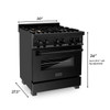 ZLINE 3-Piece Appliance Package - 30-Inch Dual Fuel Range with Brass Burners, Over the RangeMicrowave/Vent Hood Combo, and 3-Rack Dishwasher in Black Stainless Steel (3KP-RABOTRH30-DWV)
