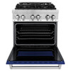 ZLINE 2-Piece Appliance Package - 30-inch Dual Fuel Range with Blue Gloss Door and Convertible Vent Range Hood in Stainless Steel (2KP-RABGRH30)