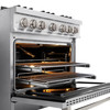 ZLINE 4-Piece Appliance Package - 36-Inch Gas Range, Hood, Refrigerator, and Dishwasher in Stainless Steel