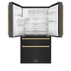 ZLINE 3-Piece Appliance Package - 36-Inch Dual Fuel Range, Refrigerator with Water Dispenser, and Dishwasher in Black Stainless Steel with Gold Accents