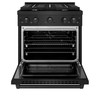 ZLINE 4-Piece Appliance Package - 30-Inch Gas Range, Refrigerator with Water Dispenser, Convertible Wall Mount Hood, and Microwave Drawer in Black Stainless Steel (4KPRW-SGRBRH30-MWD)