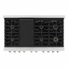 ZLINE 4-Piece Appliance Package - 48-inch Gas Range, 36-inch Refrigerator, Convertible Wall Mount Hood, and 3-Rack Dishwasher in Stainless Steel (4KPR-SGRRH48-DWV)