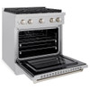 ZLINE 3-Piece Appliance Package - 30-Inch Gas Range, Microwave Oven and Dishwasher in Satin Stainless Steel (3KP-SGRSOTRHDW30)