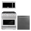 ZLINE 3-Piece Appliance Package - 30-Inch Gas Range, Microwave Oven and Dishwasher in Satin Stainless Steel (3KP-SGRSOTRHDW30)