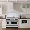 ZLINE 4-Piece Appliance Package - 48-Inch Dual Fuel Range, Hood, Refrigerator, and Dishwasher in Stainless Steel with Matte Black Accents