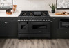 ZLINE 3-Piece Appliance Package - 48-Inch Gas Range, Convertible Wall Mount Hood, and Microwave Drawer in Black Stainless Steel (3KP-SGRBRH48-MW)