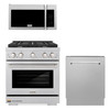 ZLINE 3-Piece Appliance Package - 30-Inch Gas Range, Microwave Oven and Dishwasher in Satin Stainless Steel (3KP-SGRSOTRHDWV30)