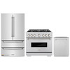 ZLINE 3-Piece Appliance Package - 36-Inch Gas Range, Refrigerator, and Dishwasher in Stainless Steel