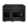 ZLINE 3-Piece Appliance Package - 48-Inch Gas Range, Convertible Wall Mount Hood, and Microwave Oven in Black Stainless Steel (3KP-SGRBRHMWO-48)