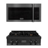 ZLINE 2-Piece Appliance Package - 30-Inch Rangetop and Over-the-Range Microwave with Traditional Handle in Black Stainless Steel (2KP-RTBOTRH30)