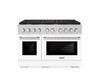 ZLINE 2-Piece Appliance Package - 48-inch Gas Range in Stainless and White Matte Door, and Convertible Vent Range Hood (2KP-SGRWMRH48)