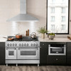 ZLINE 2-Piece Appliance Package - 48-inch Gas Range in Stainless and White Matte Door, and Convertible Vent Range Hood (2KP-SGRWMRH48)