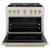 ZLINE 3-Piece Appliance Package - 36-Inch Dual Fuel Range, Refrigerator with Water Dispenser, and Dishwasher in Stainless Steel with Gold Accents