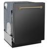 ZLINE 3-Piece Appliance Package - 36-Inch Gas Range, Refrigerator with Water Dispenser, and Dishwasher in Black Stainless Steel with Champagne Bronze Accents