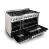 ZLINE 2-Piece Appliance Package - 48-inch Dual Fuel Range with Black Matte Door and Convertible Vent Range Hood in Stainless Steel (2KP-RABLMRH48)