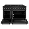 ZLINE 3-Piece Appliance Package - 48-Inch Dual Fuel Range, Refrigerator with Water Dispenser, and Dishwasher in Black Stainless Steel