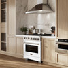 ZLINE 2-Piece Appliance Package - 36-inch Gas Range with White Matte Door and Convertible Vent Range Hood in Stainless Steel (2KP-SGRWMRH36)
