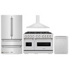 ZLINE 4-Piece Appliance Package - 48-Inch Gas Range, Hood, Refrigerator, and Dishwasher in Stainless Steel