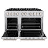 ZLINE 4-Piece Appliance Package - 48-Inch Gas Range, Hood, Refrigerator, and Dishwasher in Stainless Steel